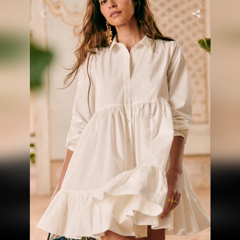 Sezane Hilma White 100% Organic Cotton Dress - Picture 2 of 6